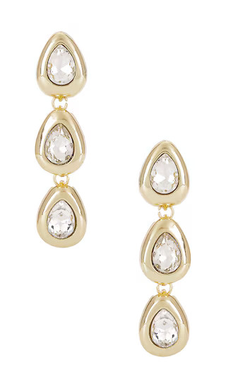 Tear Crystal Linear Drop Earrings in Gold | Revolve Clothing (Global)
