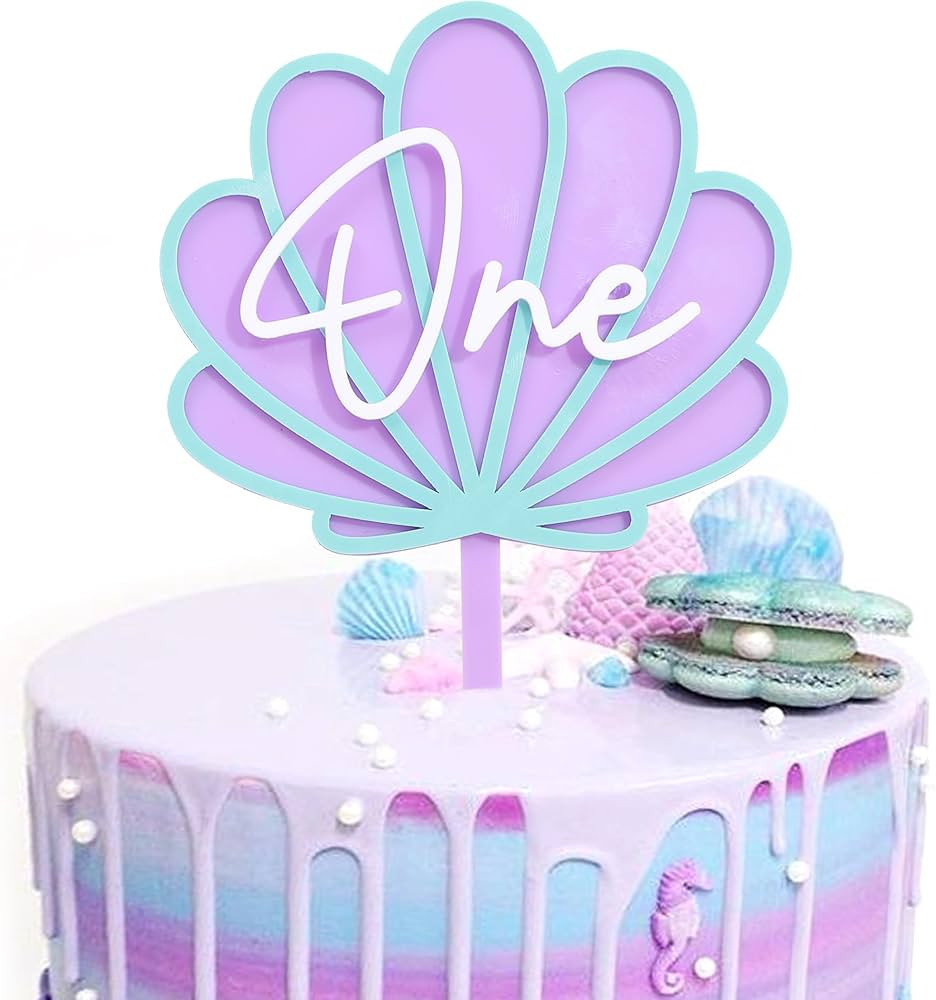 Seashell One Cake Topper - Ocean Mermaid 1st Birthday Decorations,Under the Sea Mermaid Party Pho... | Amazon (US)