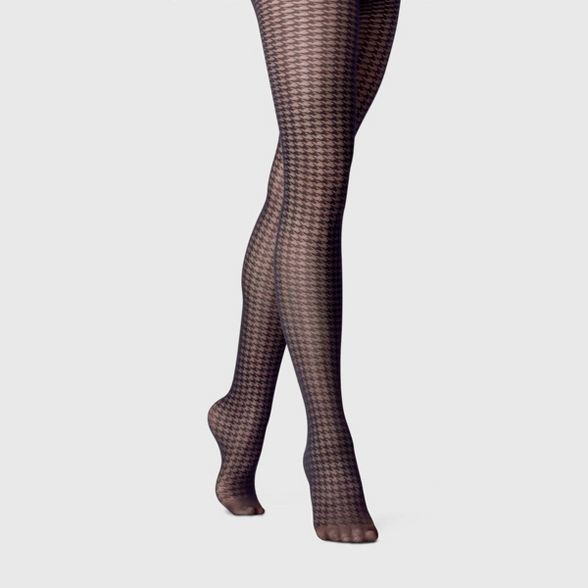 Women's Houndstooth Sheer Tights - A New Day™ Black | Target