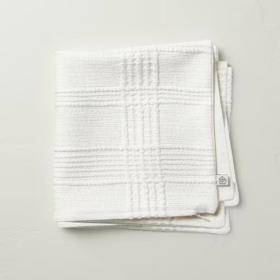 18"x18" Raised Plaid Decorative Pillow Cover Cream - Hearth & Hand™ with Magnolia: Cotton Textu... | Target