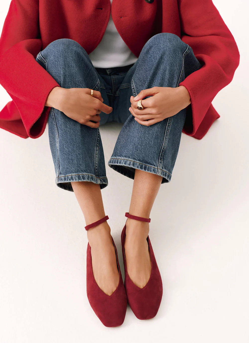 Honey Red Suede Ballet Flat Pumps | Mint Velvet
