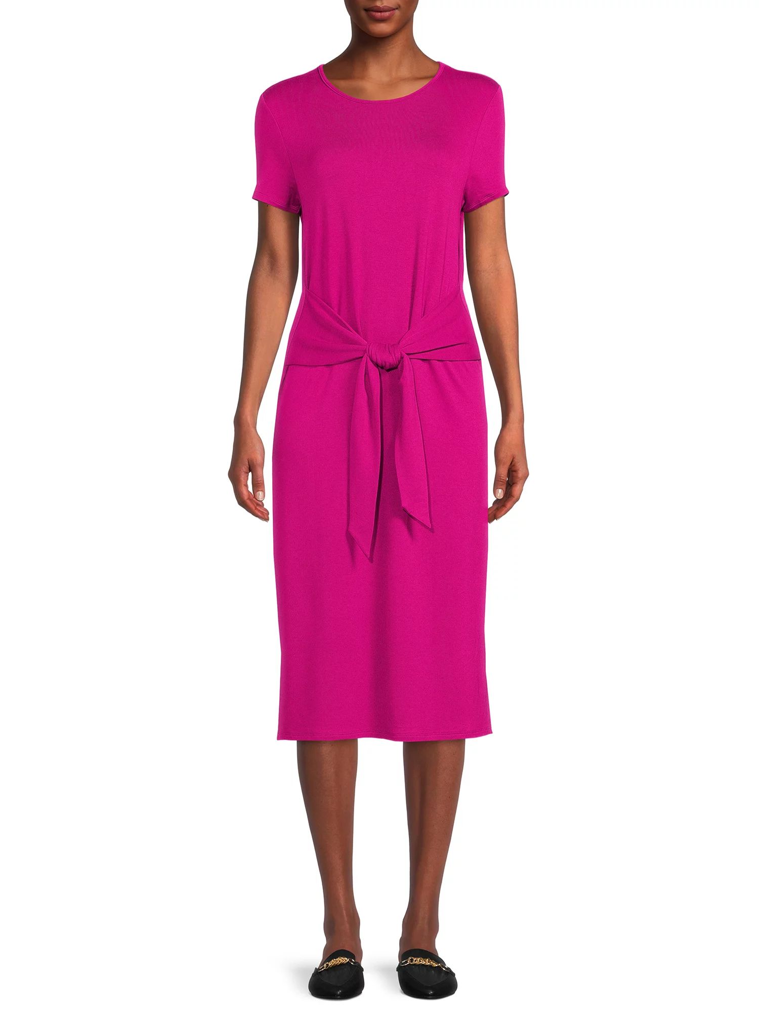 Time and Tru Women's Tie Waist Knit Dress | Walmart (US)