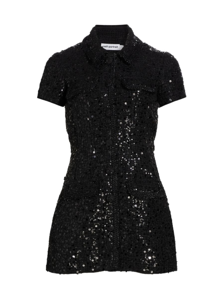 Sequin-Embellished Bouclé Minidress | Saks Fifth Avenue