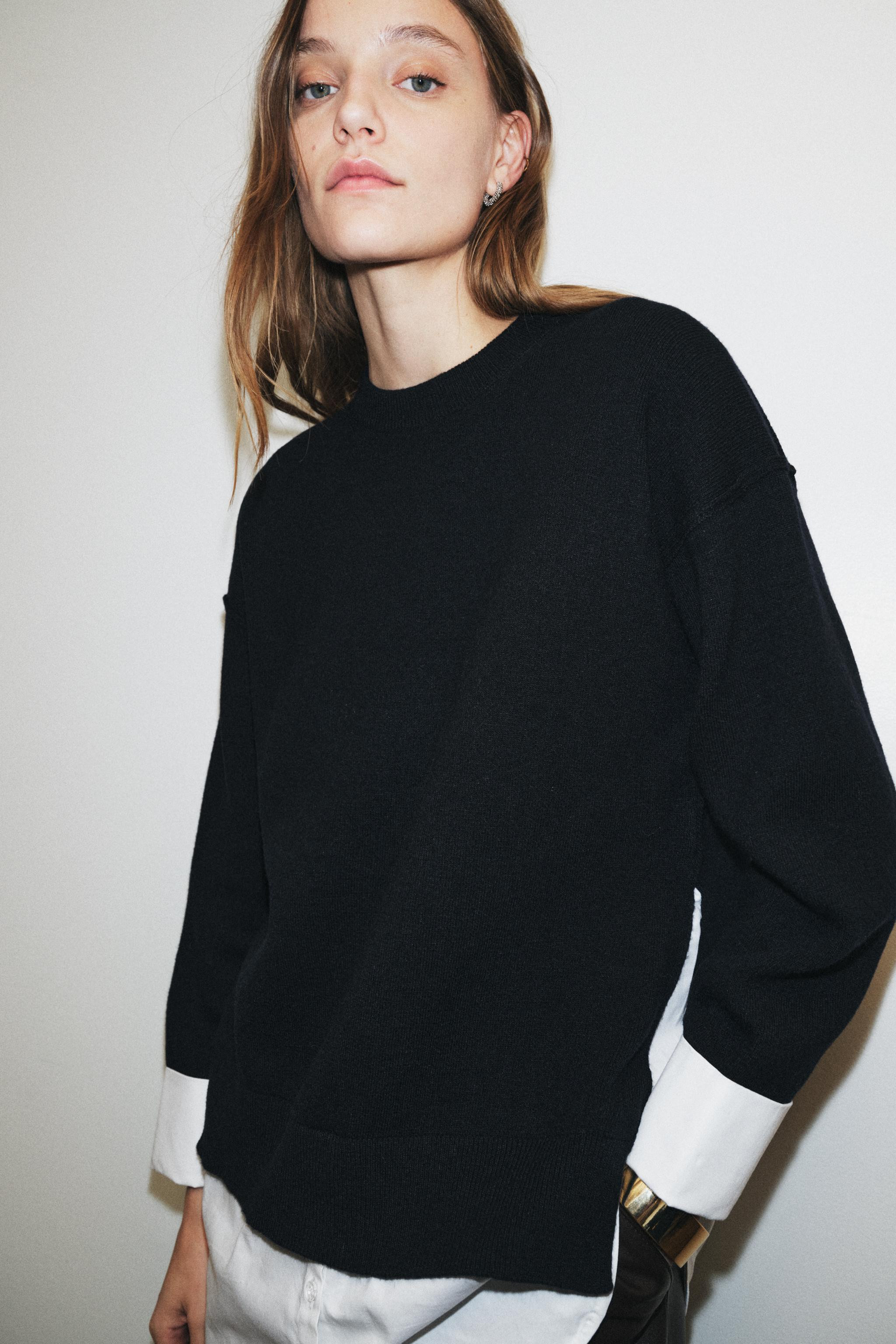 COMBINATION POPLIN KNIT JUMPER | Zara US