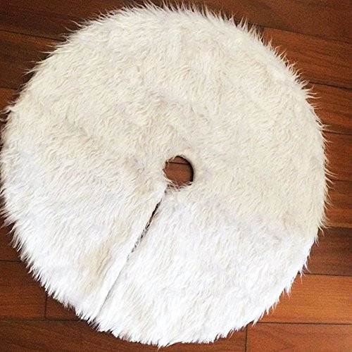 CHICHIC 30.7" Christmas Tree Skirt Holiday Pure White Plush Faux Fur Tree Ornaments Xmas Holiday Tre | Amazon (US)
