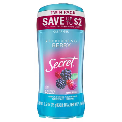 Secret Fresh Clear Gel Deodorant - Summer Berry - 2.6oz/2pk | Target