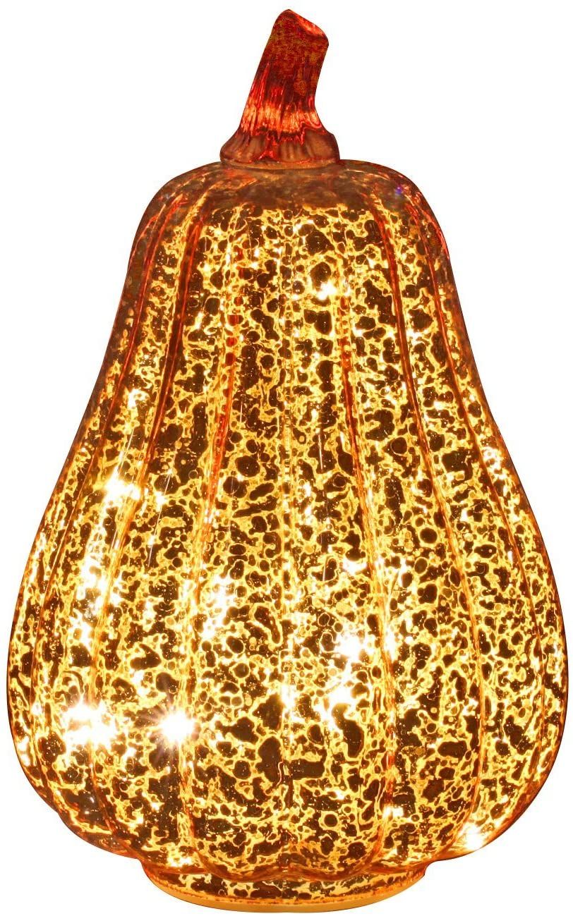 Halloween Pumpkin Light LED Illuminated with Timer Pumpkins Glass Fall and Home Decor, Gold, 8.7 ... | Walmart (US)