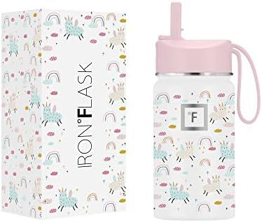 IRON °FLASK Kids Water Bottle - 14 Oz, Straw Lid, 20 Name Stickers, Vacuum Insulated Stainless Steel | Amazon (US)
