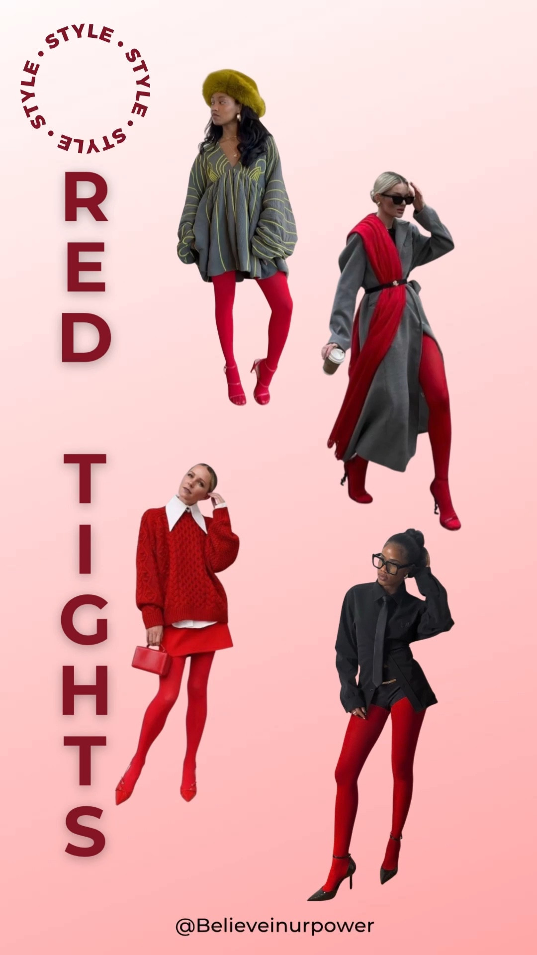 Red tights in winter? Always a yes. 

They’re the easiest way to add personality to your cold-weather layers, slipped under dresses, paired with oversized knits, styled with boots, loafers, or heels. Layer them, mix textures, repeat often.

You can shop the red tights (and my winter layering picks) in my LTK.