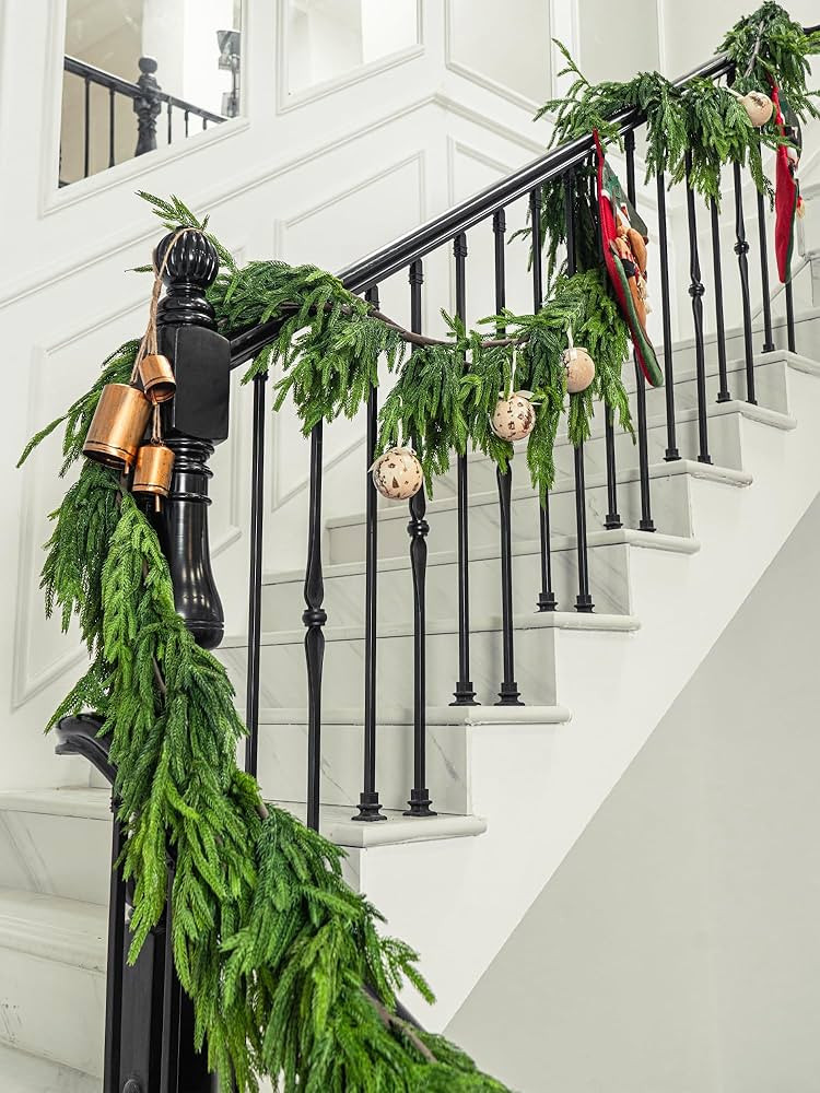 15FT Christmas Garland Norfolk Pine Garland Realistic Faux Cedar Garland Christmas Decorations fo... | Amazon (US)