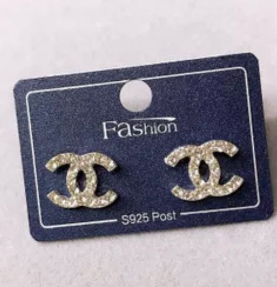 Inspired logo earrings CZ | Etsy | Etsy (US)