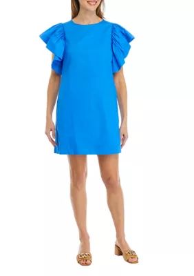 Crown & Ivy™ Women's Solid Flutter Sleeve Dress | Belk