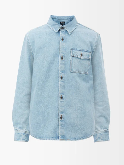 A.P.C. - Valerian Flap-pocket Denim Shirt - Mens - Light Blue | Matches (US)