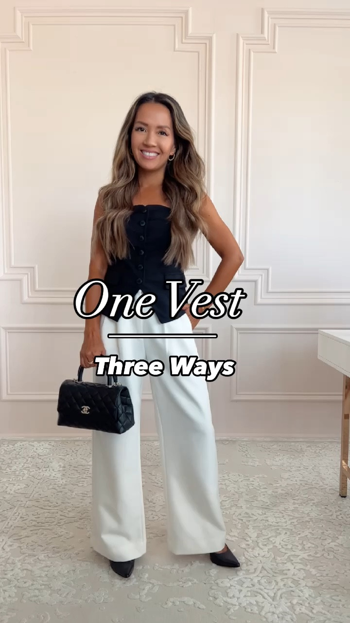 One vest, 3 ways! This black vest is only $19 and goes with everything! You can dress it up or wear it casually. Love it!

Vest - XXS
Pants - 24 petite 
Jeans - 000 short 
Skirt - XXS