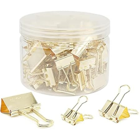 YOPINK Binder Clip Paper Clamps, Assorted Sizes (Mini, Small, Medium, Large), 100 Pcs Clips for Offi | Amazon (US)