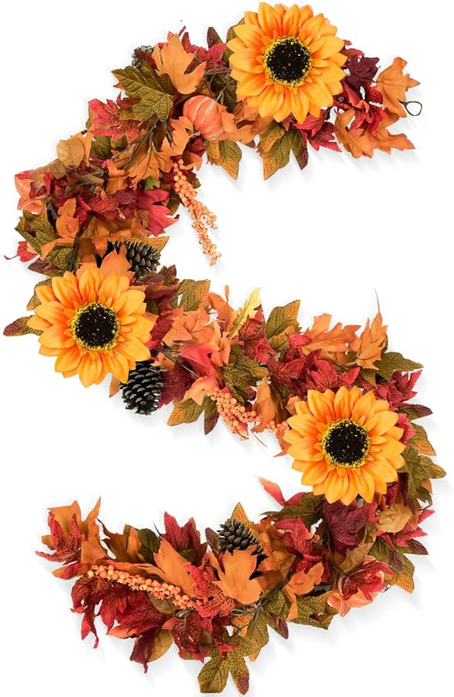6FT Fall Garland for Mantle Fall Leaves Garland Artificial Fall Decorations Pumpkin Garland with ... | Amazon (US)