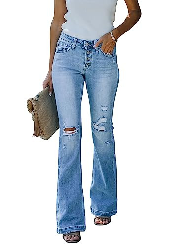 KUNMI Women's Flare Bell Bottom Jeans High Waisted Wide Leg Bootcut Jeans Stretchy Denim Pants | Amazon (US)