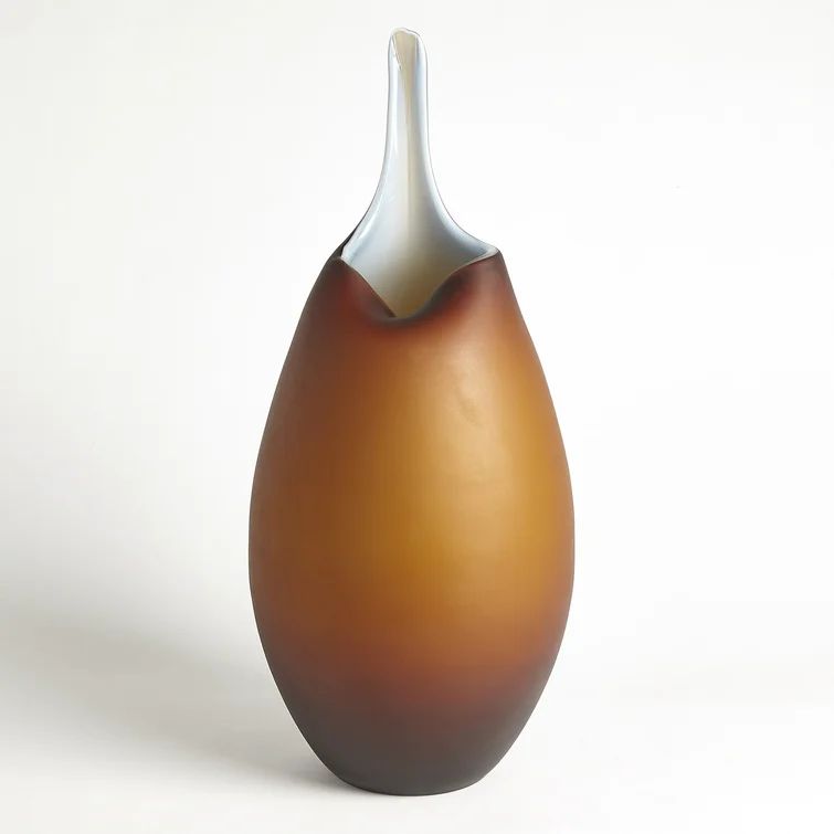 Frosted Amber Vase w/Blue Casing | Wayfair North America