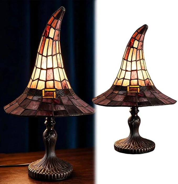 Stained Witch Hat Lamp - Handcrafted Retro Resin Witch Lamp, USB Powered Gothic Wizard Hat Night ... | Amazon (US)