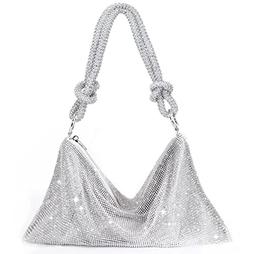 TOPALL Rhinestone Purse Sparkly Bag Silver Diamond Purses for Women Upgrade Evening Prom Rhinestone  | Amazon (US)