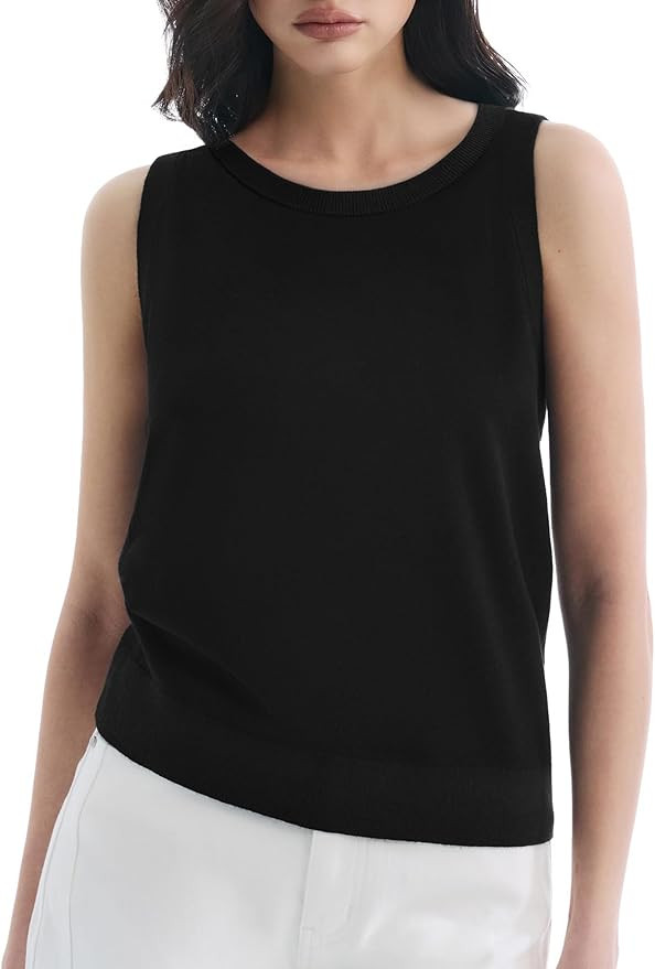 Women's Sleeveless Summer Sweaters Crew Neck Casual Lightweight Tank Top 2026 Tops for Women | Amazon (US)