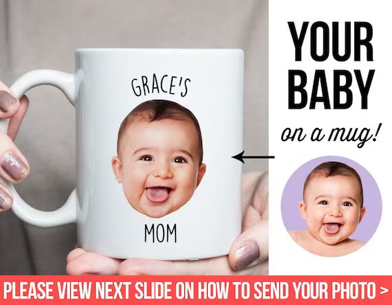 Baby Mug, Personalized with your baby's photo and name, Face Mug, Coffee Mug, Mug for Mom, Mug fo... | Etsy (US)