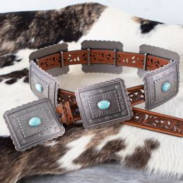 Ariat Turquoise Square Concho Belt | Rod's Western Palace/ Country Grace