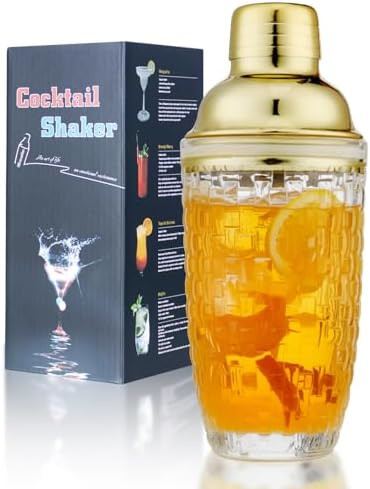 Artisan Glass Cocktail Shaker with Comfort Grip - Smooth Twist-Off Lid, Secure Seal for Drinks & ... | Amazon (US)