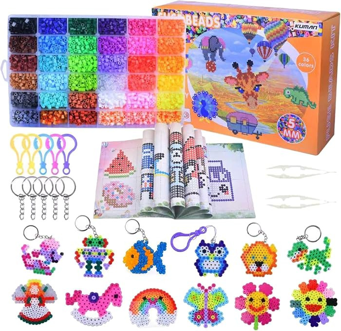 36 Colors 10000 Pcs Fuse Beads Kit for Kids, Kuman DIY Craft Art Kit with 4 Pegboards, 90 Pattern... | Amazon (CA)