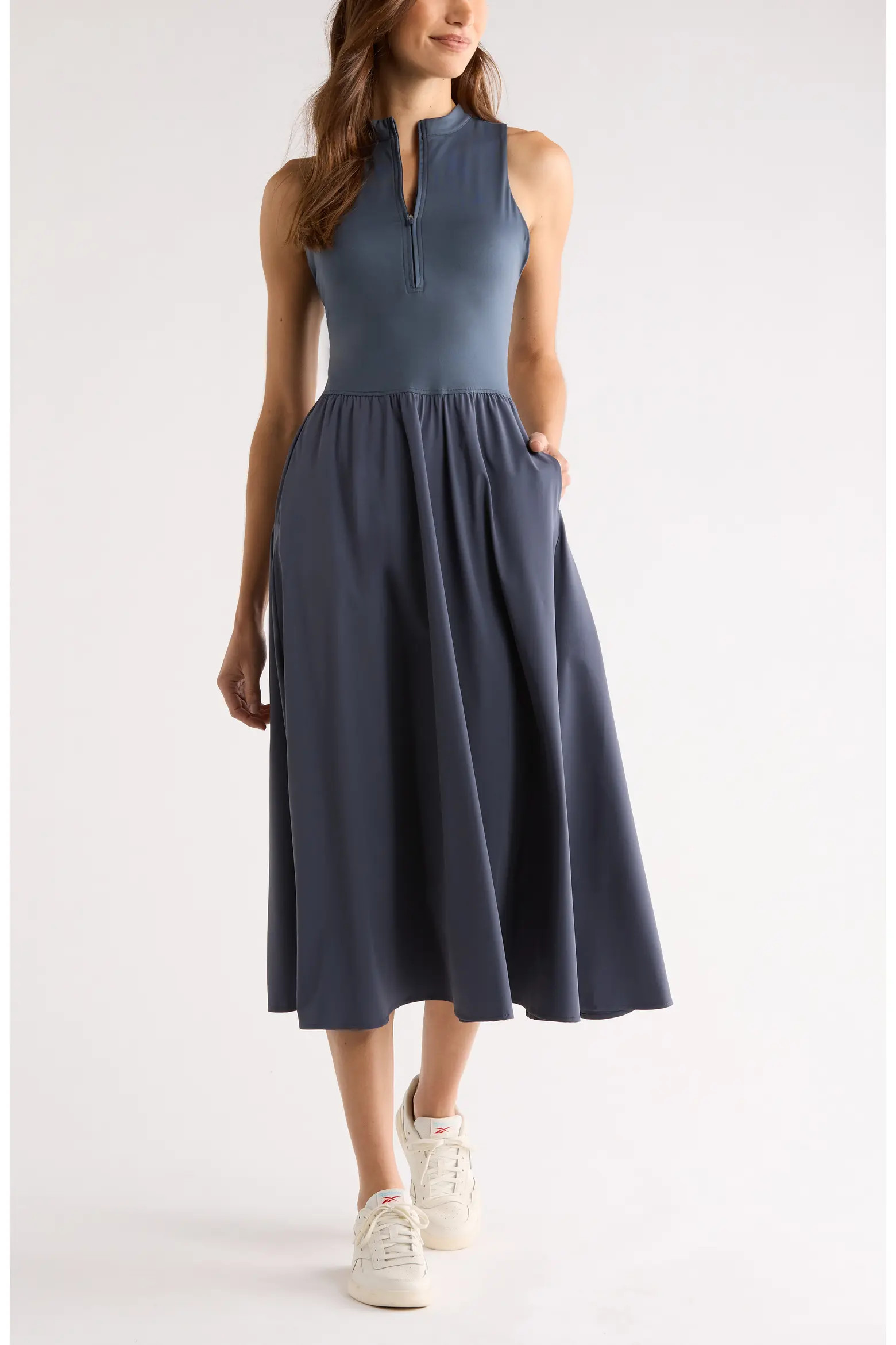 Atlas Zip Front Sleeveless Midi Dress (Women) | Nordstrom | Nordstrom