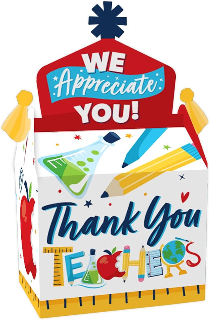 Thank You Teachers - Treat Box Party Favors - Teacher Appreciation Goodie Gable Boxes - Set of 12 | Amazon (US)