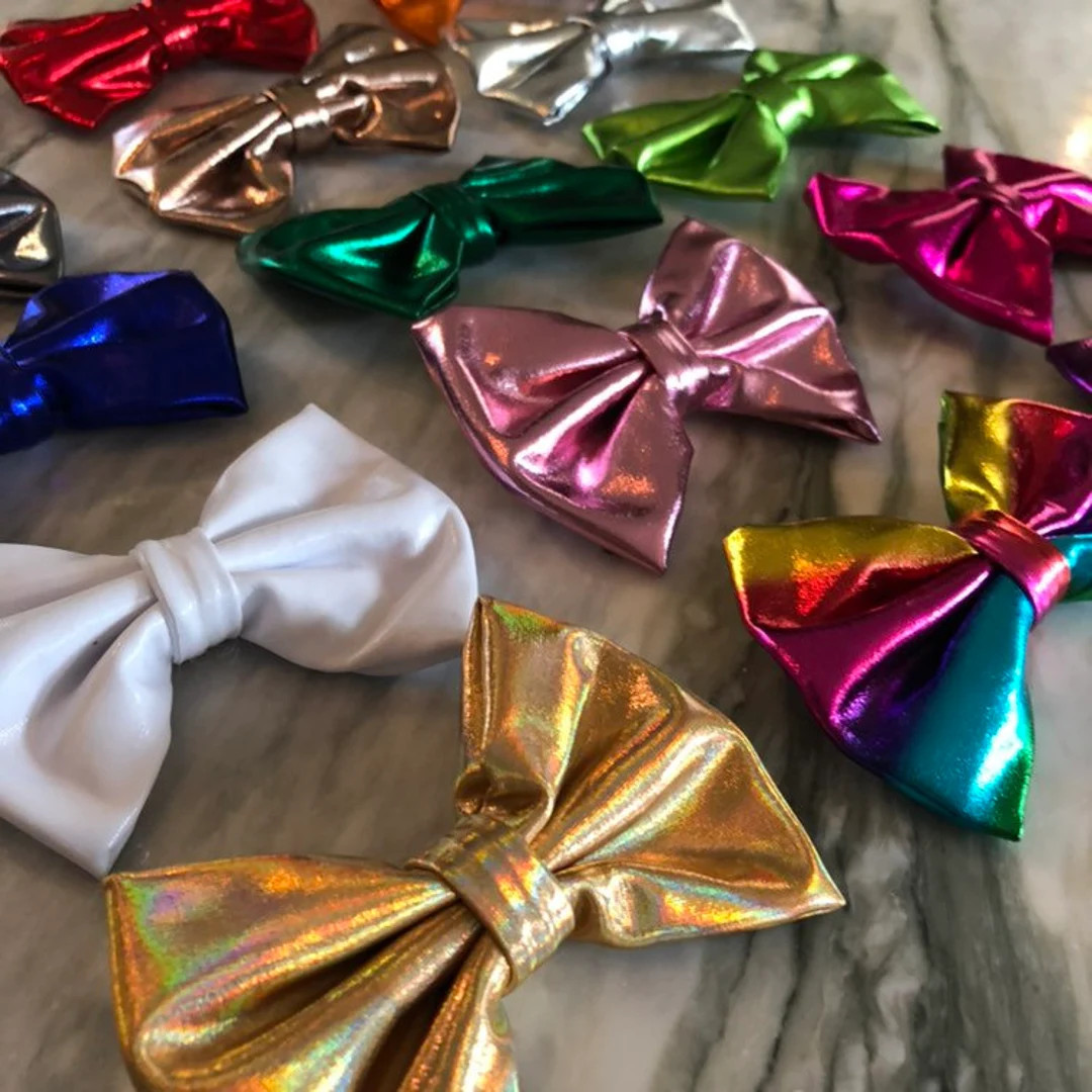 4 Metallic Shiny Bows DIY Headband Bow WITH or WITHOUT - Etsy | Etsy (US)