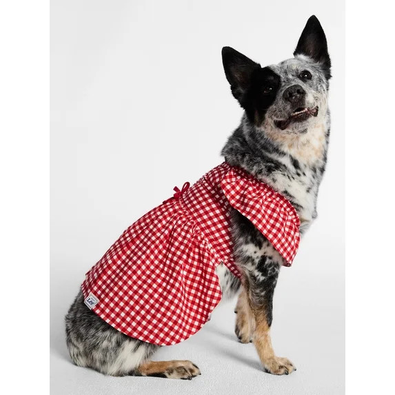 Kacey Lee Cinched Gingham Bodice Pet Dress for Cats and Dogs, Red, Extra Small | Walmart (US)