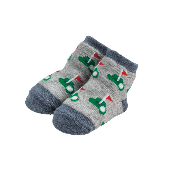 Mud Pie Infant Boy's Golf Socks in Grey, Size 0-12 Months | Cotton/Polyester/Spandex | Mud Pie