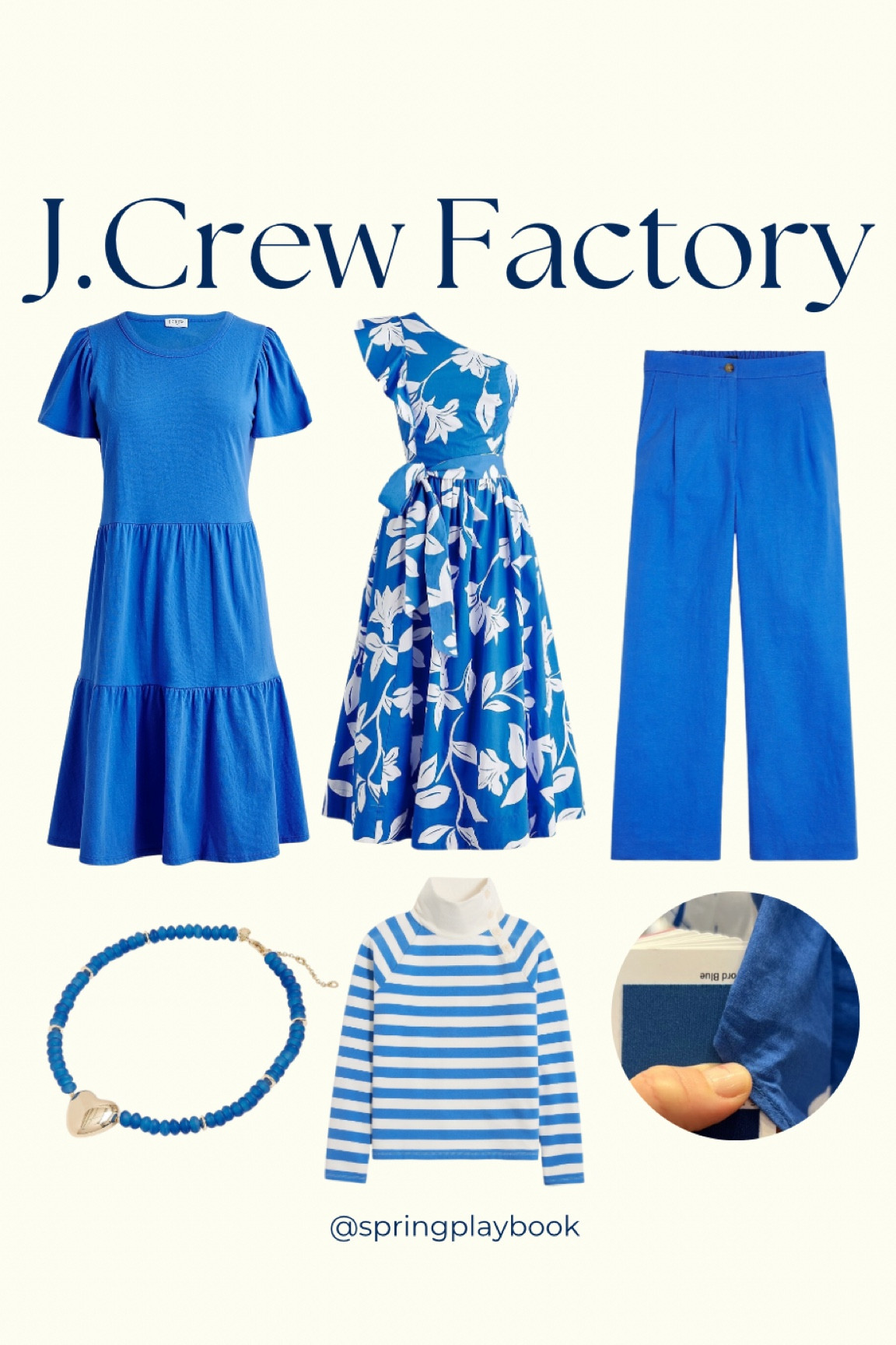 Santorini is a beautiful blue at J.Crew Factory that a lot of people will love. The one shoulder dress is white and blue, so probably best for Light Springs. The sweatshirt is a little lighter and alternating with a cream. Clear Springs might find this color doesn’t have enough punch for them. 

#createdcolorful #createdcolorfulspring #hocspring #tcispring #pcaspring #lightspring #warmspring #truespring #brightspring #clearspring #paintboxspring #bluespring

#LTKParties #LTKMidsize #LTKSaleAlert
