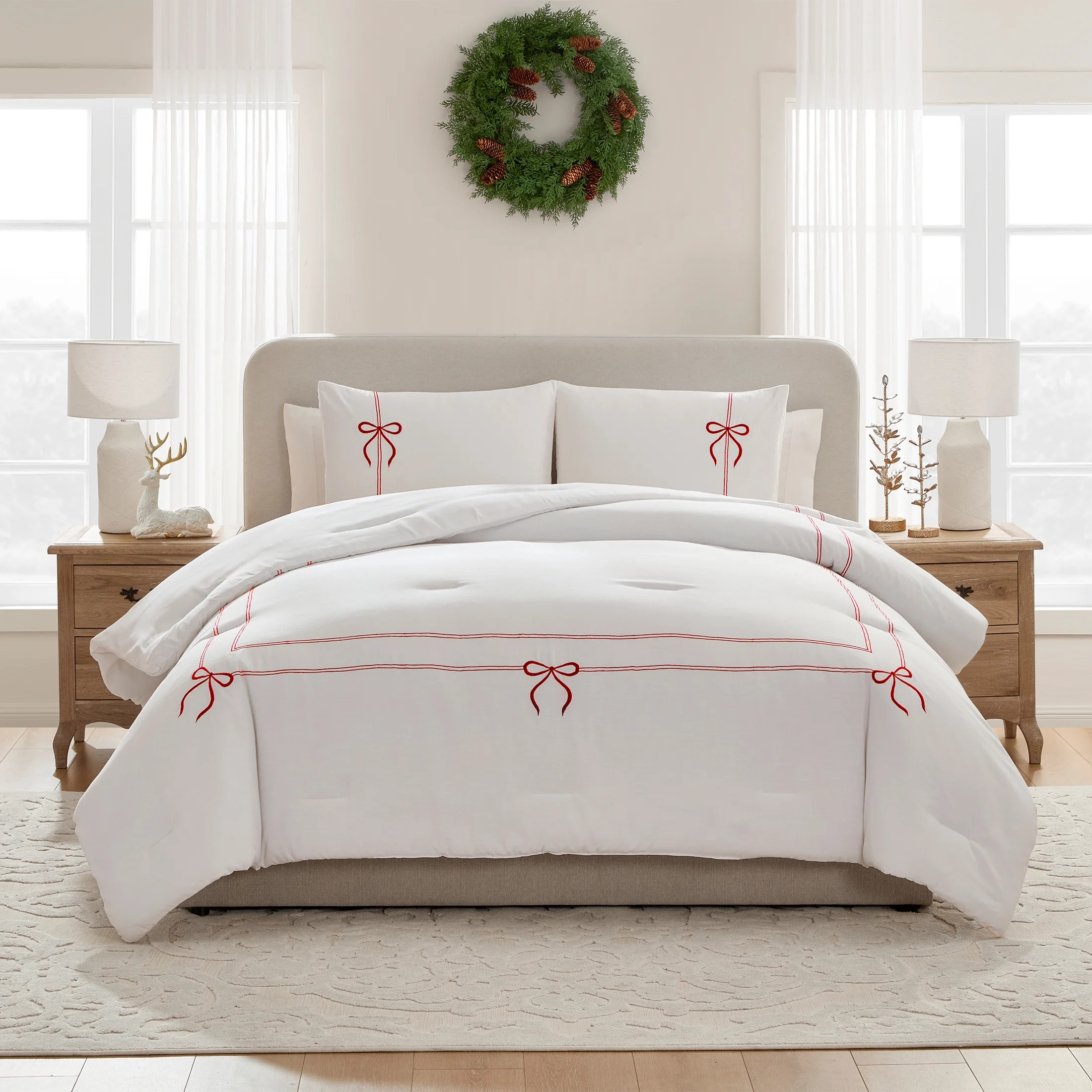 My Texas House Juliet 3-Piece Bright White Adult Comforter Set, Full/Queen | Walmart (US)