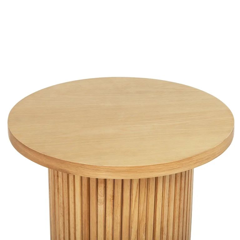 Round Solid Wood End Table Oak Pedestal Side Table Living Room Furniture Accent End Table with So... | Walmart (US)