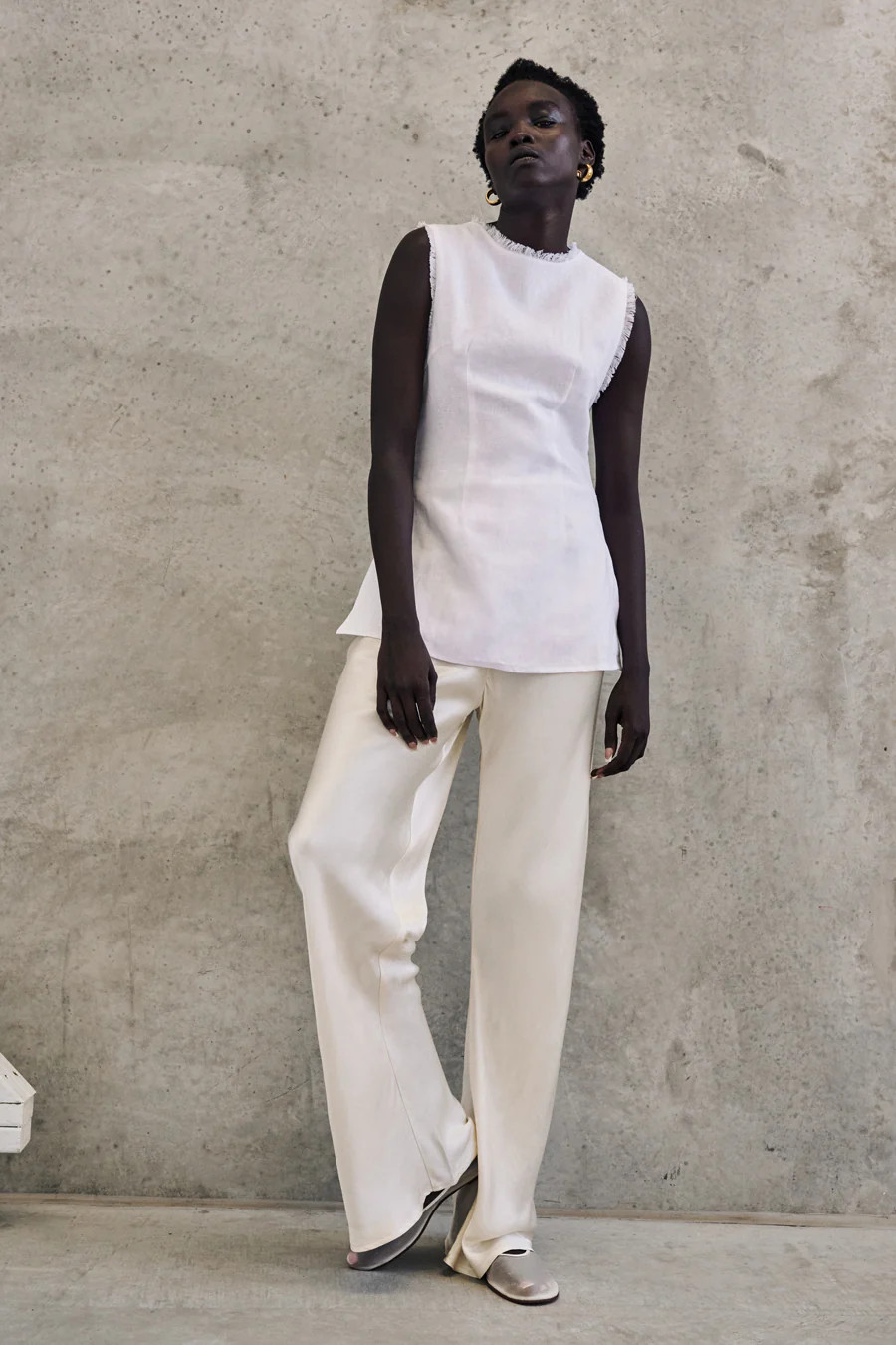 MYKA CREAM SATIN PANT | DISSH