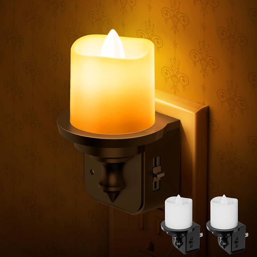 Briignite Flameless Candle Night Light, Amber Night Lights Plug into Wall 2 Pack, LED Candle Nigh... | Amazon (US)