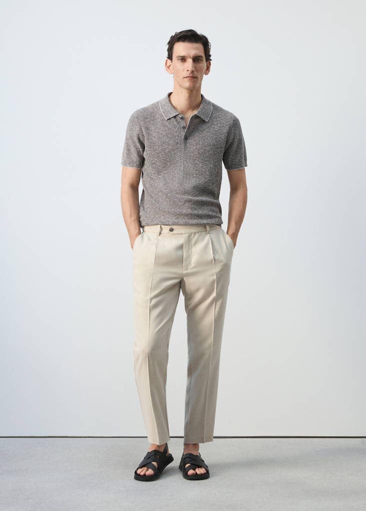 Regular-fit pleated pants ivory white - Men - 32 - MANGO MAN | Mango (US/MX/AU)
