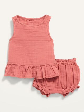 Sleeveless Button-Back Peplum Top and Bloomers Set for Baby | Old Navy (US)