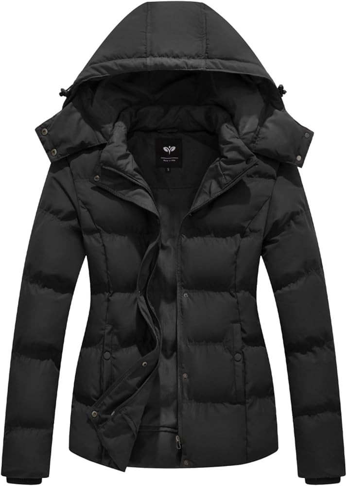 GGleaf Women's Winter Coats Quilted Puffer Jacket Warm Snow Coat with Removable Hood | Amazon (US)