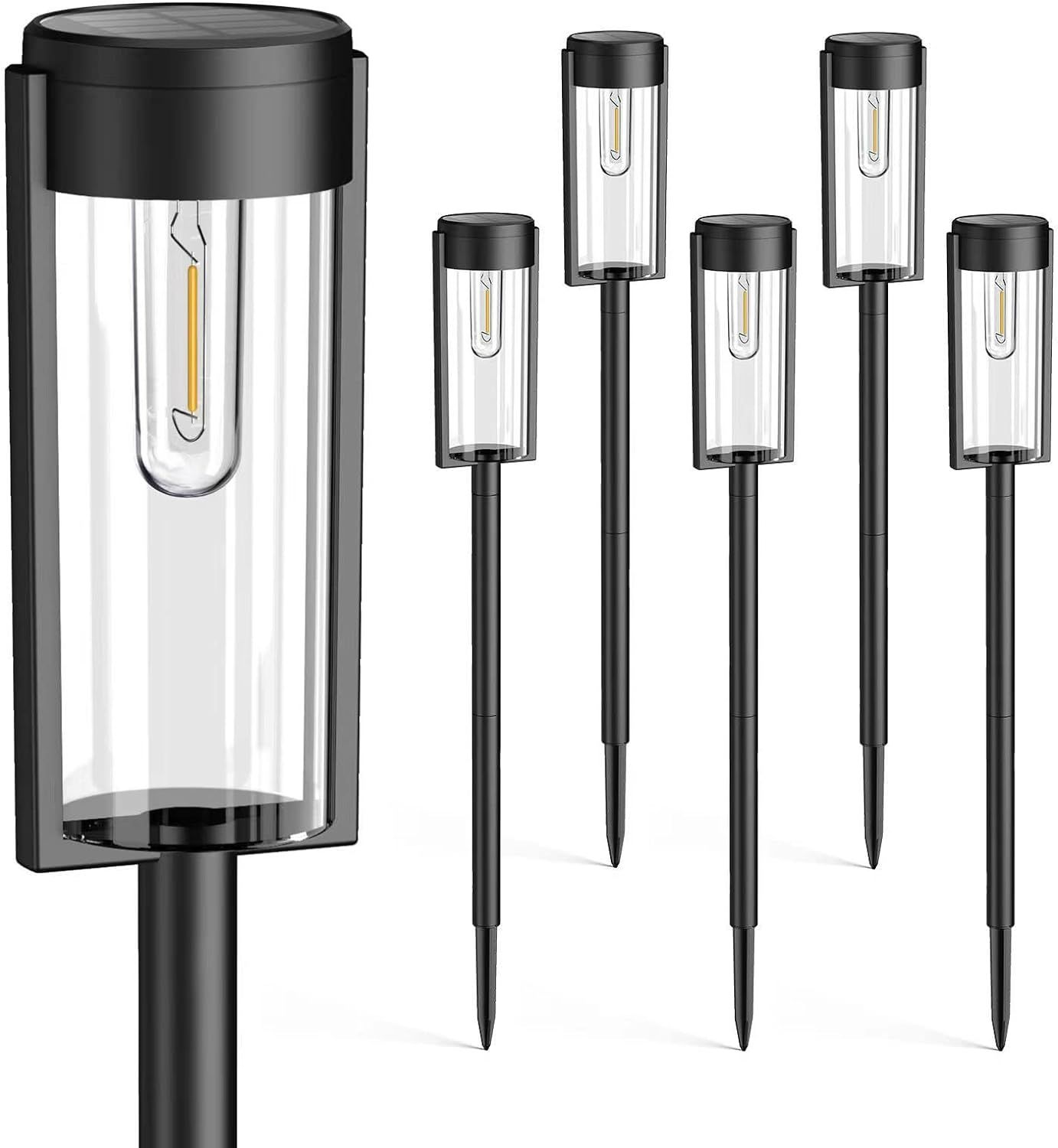 BUCASA Solar Pathway Lights Outdoor 6 Pack, Upgraded Super Bright Up to 12 Hrs Long Lasting Solar... | Amazon (US)