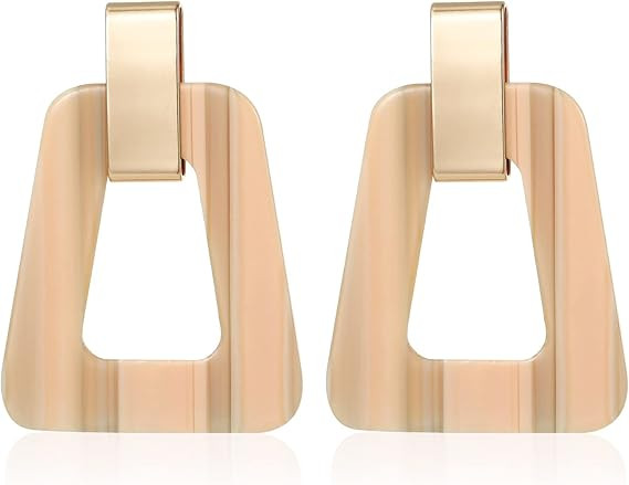 Acrylic Geometric Statement Earrings - Mottled Resin Lightweight Dangle Earrings for Party or Vac... | Amazon (US)