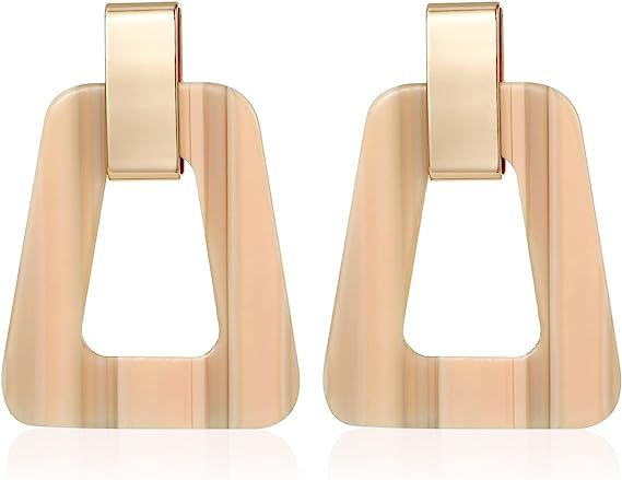 Acrylic Geometric Statement Earrings - Mottled Resin Lightweight Dangle Earrings for Party or Vac... | Amazon (US)