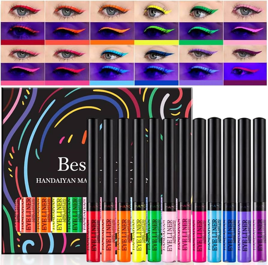BestLand 12 Colors Matte Liquid Eyeliner Set Colorful UV Neon Eyeliner Pencil Pigmented Waterproo... | Amazon (US)