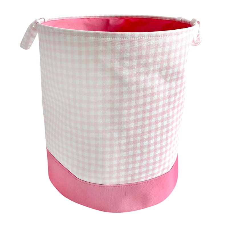 Tiny Dreamers Gingham Pink Laundry Hamper, Large | At Home