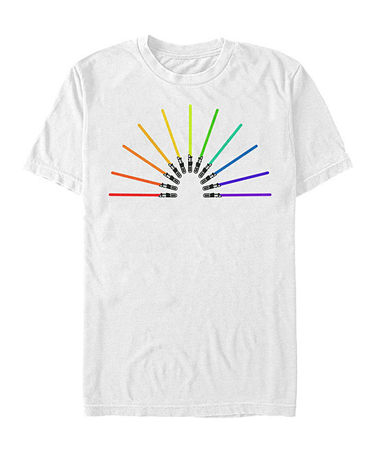 Fifth Sun Men's Tee Shirts WHITE - Star Wars White Sabor Rainbow Tee - Men | Zulily