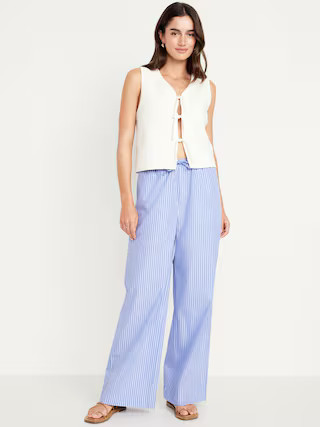High-Waisted Poplin Super Wide-Leg Pants | Old Navy (US)