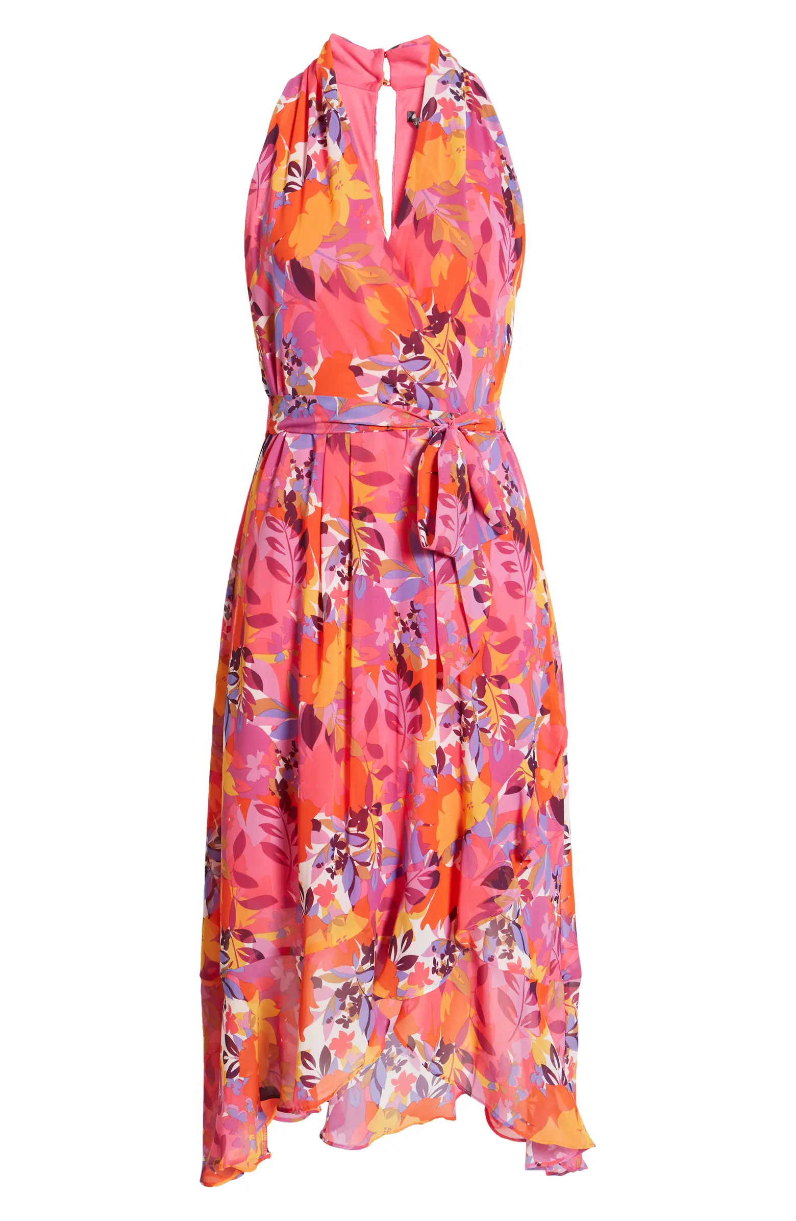 Julia Jordan Floral Halter Neck High-Low Chiffon Dress | Nordstrom | Nordstrom